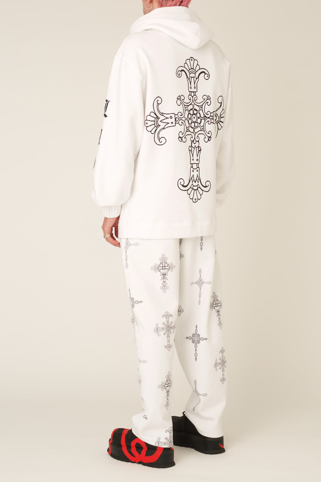 White Cross Print Sweatpants – Lula Laora