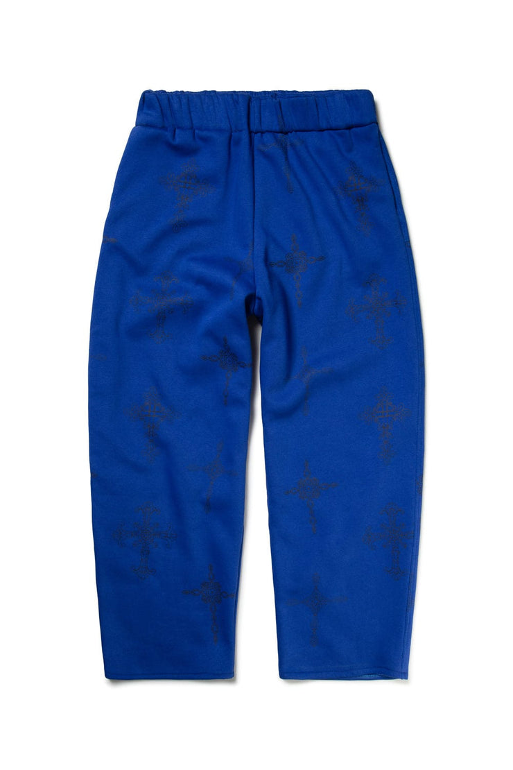 Blue Cross Print Sweatpants