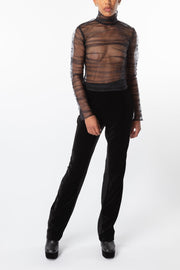 Black Tulle High Neck Top