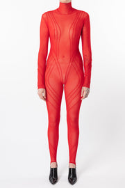 Red Mesh Catsuit